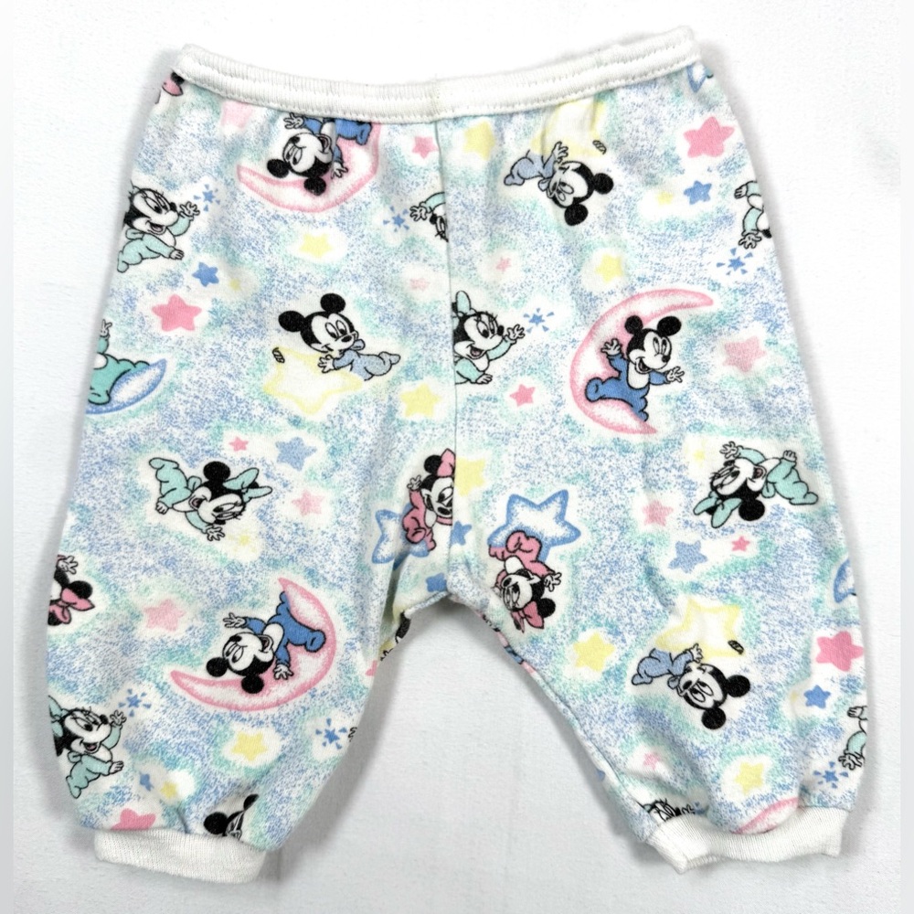 DISNEY Baby Vintage Newborn Pants Dundee Mickey Minnie Stars Moon‎ 80s 90s Retro